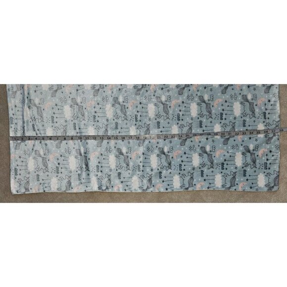 Lila & Jack Baby Blanket Blue Unicorn Cloud Pink White Stripes Reversible 30x38 - Picture 6 of 7